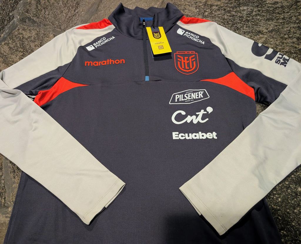ECUADOR WORLD CUP NAVY BLUE TRAINING TOP WITH SPONSORS, SIZE XL