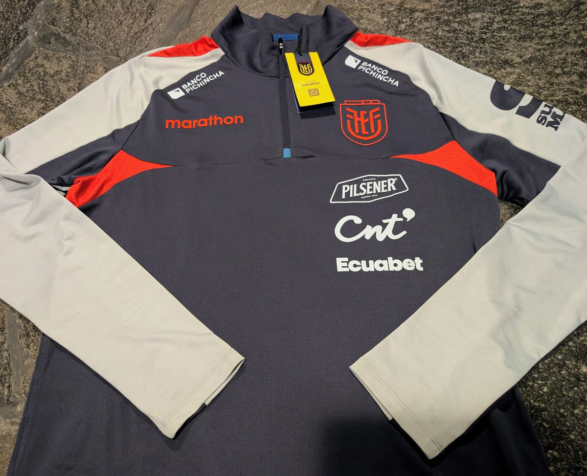 ECUADOR WORLD CUP NAVY BLUE TRAINING TOP WITH SPONSORS, SIZE XL
