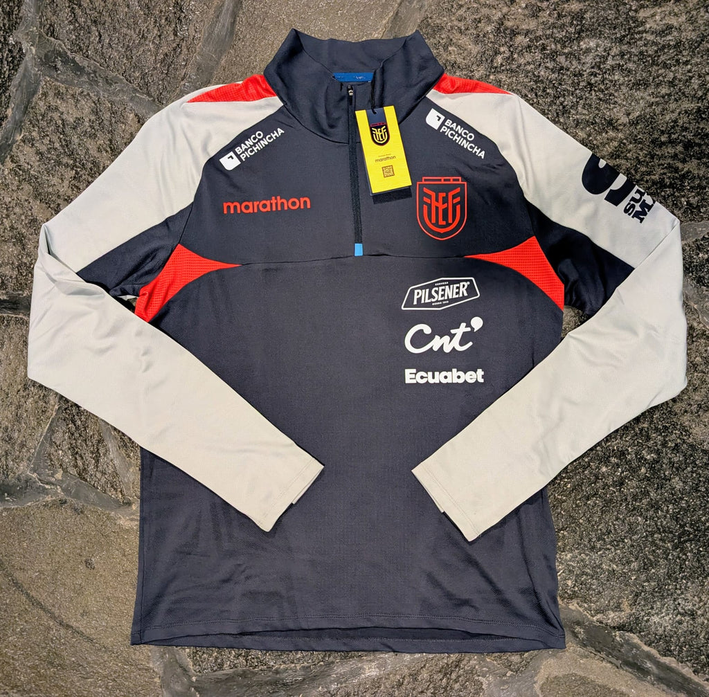 ECUADOR WORLD CUP NAVY BLUE TRAINING TOP WITH SPONSORS, SIZE XL