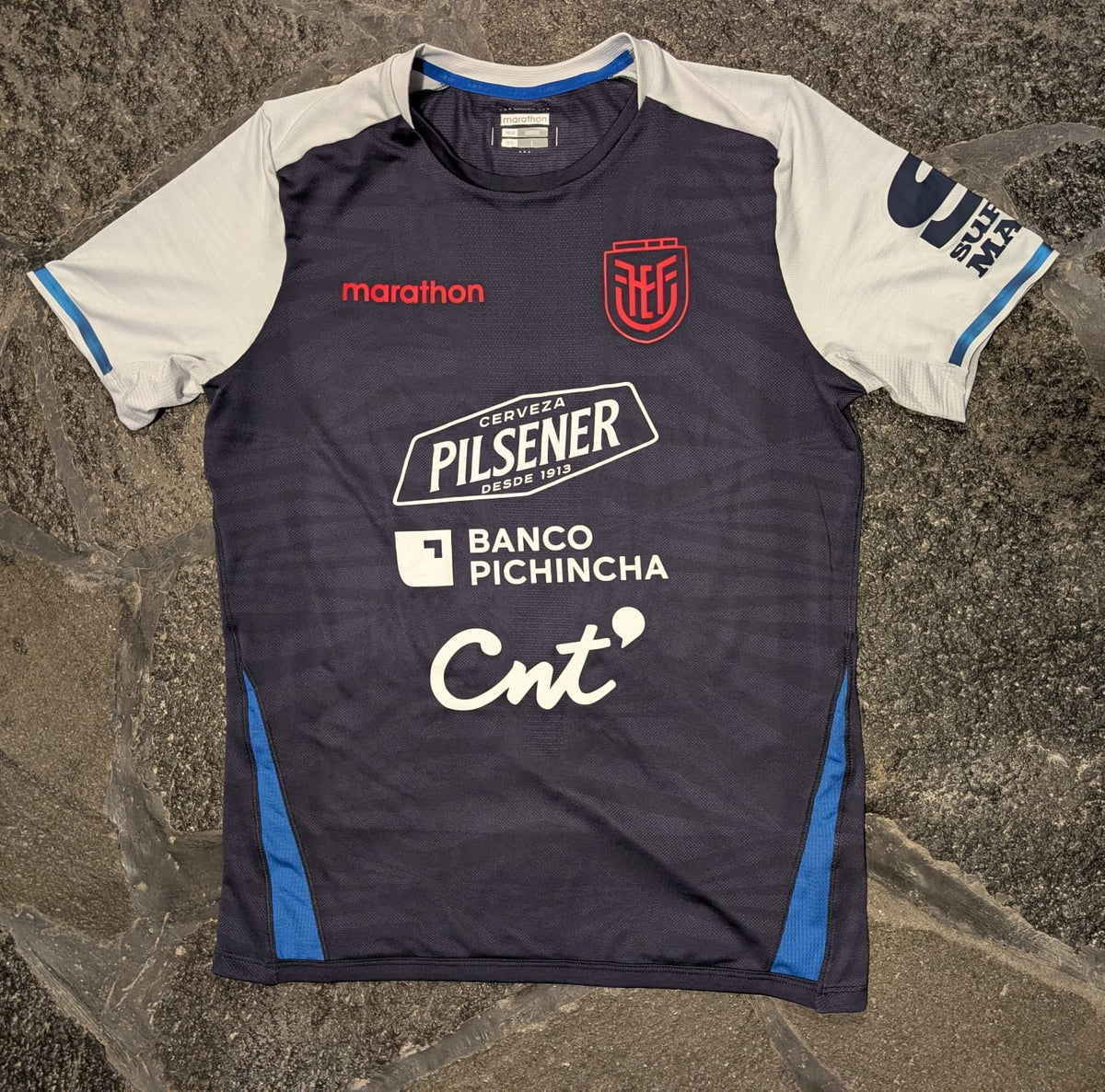 ECUADOR WORLD CUP NAVY BLUE TRAINING JERSEY WITH SPONSORS